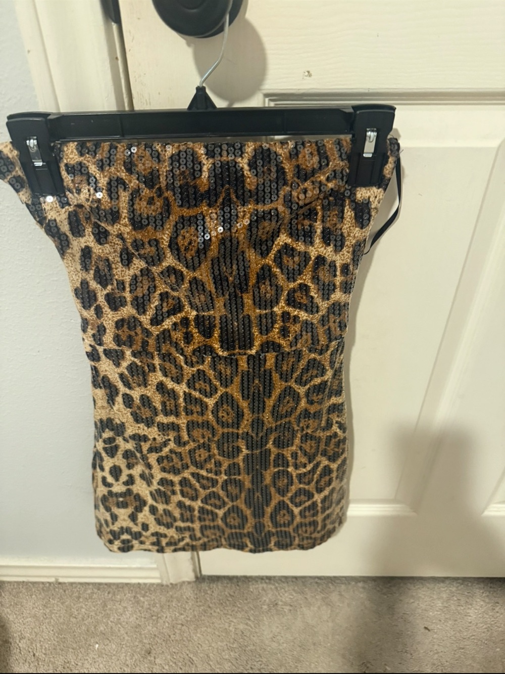 Edikted Leopard Sequin Mini Dress - Black & Brown